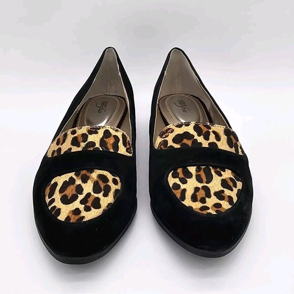 Alfani Step N Flex Zanta2 Womens Loafers 9.5 M Leather Suede Calf Hair Leopard - Picture 2 of 15